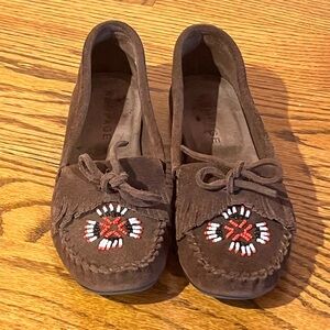 Rampage Brown Suede Beaded Moccasin Loafers